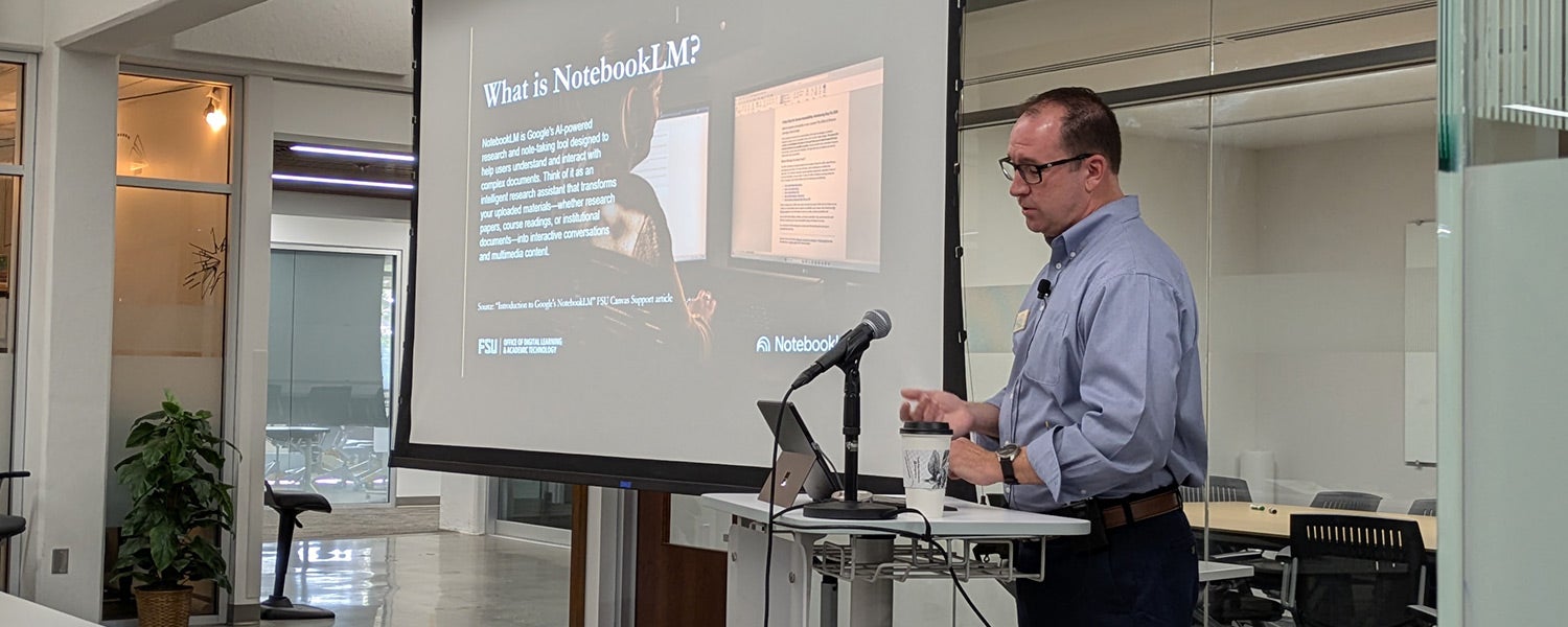 Robert Fuselier presents to FSU Faculty Innovation Coffee Chats group