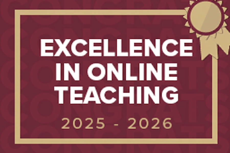 Graphic that reads "Excellence in Online Teaching 2025-2026"