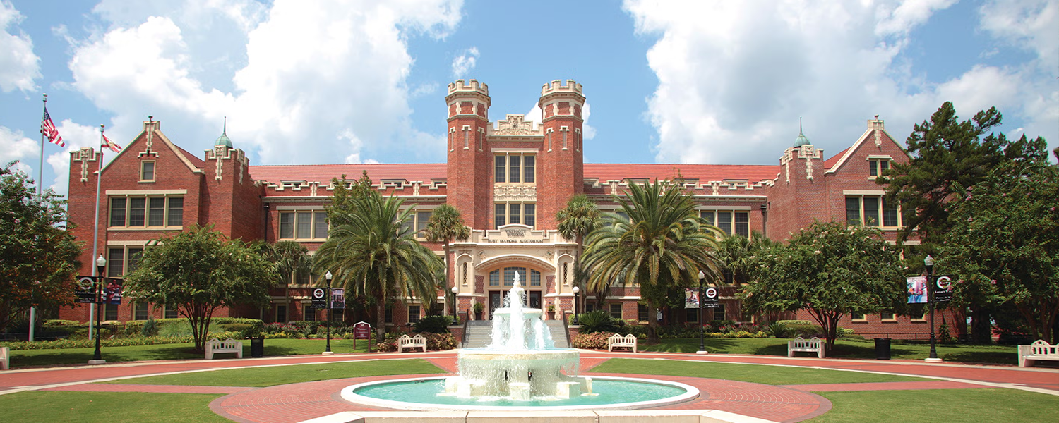 Photo of the FSU Westcott building and fountain