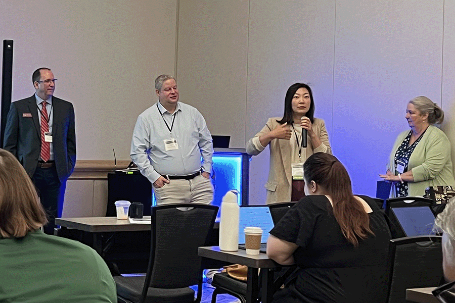 Robert Fuselier, Christopher Riley, Liying Miao, and Annette Jones presenting at the UCF AI Conference
