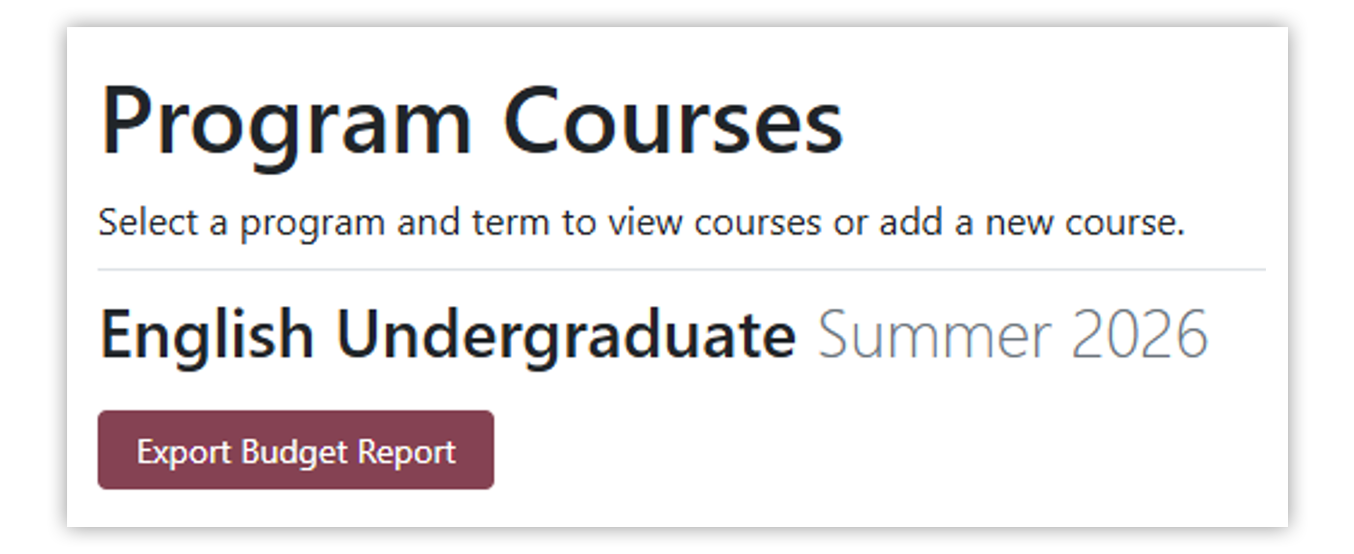 Screenshot of Export Budget Breakdown button