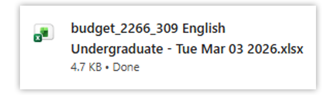 Screenshot of downloaded Excel file name