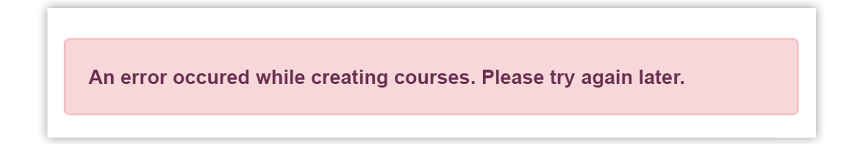 Screenshot of error message