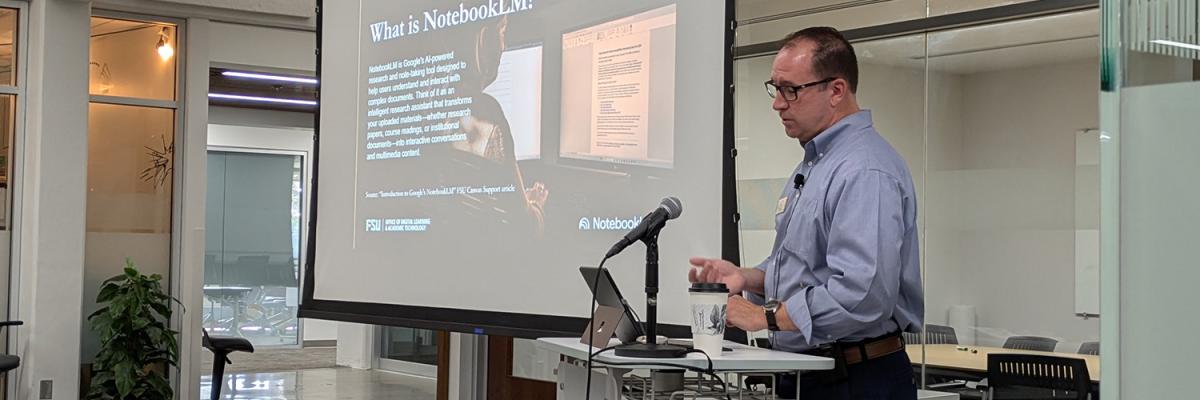 Robert Fuselier presents to FSU Faculty Innovation Coffee Chats group