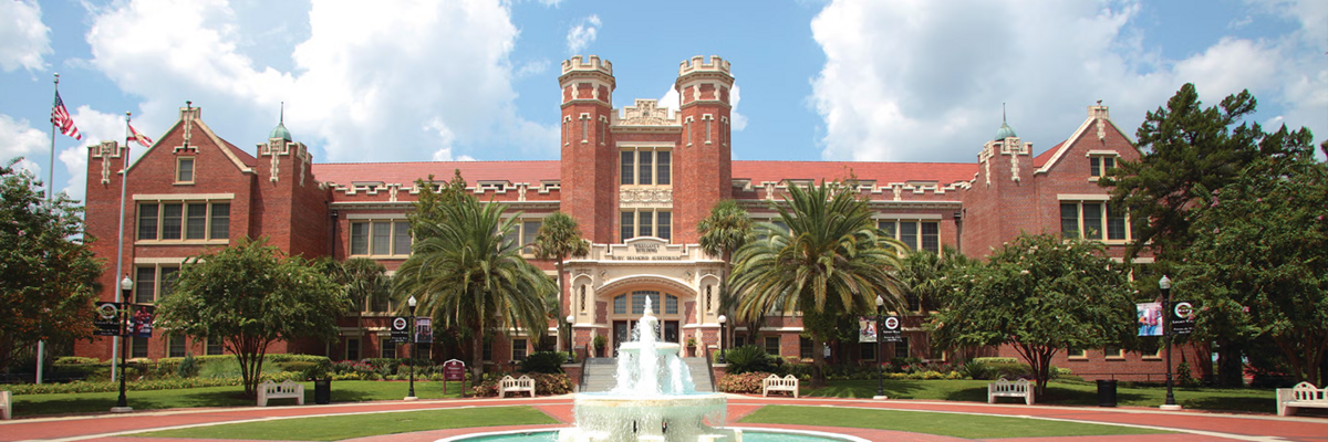 Photo of the FSU Westcott building and fountain