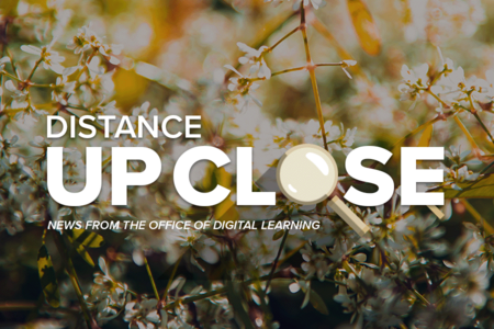 Distance Up Close Logo with floral background