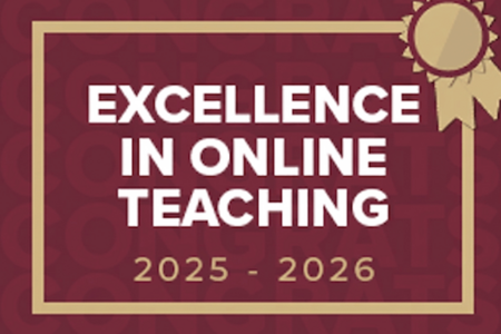 Graphic that reads "Excellence in Online Teaching 2025-2026"