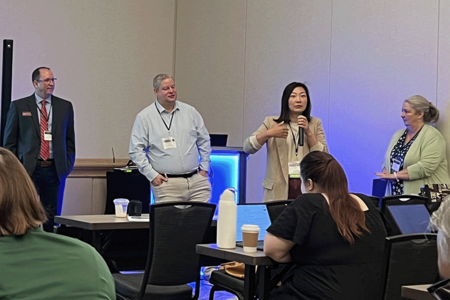 Robert Fuselier, Christopher Riley, Liying Miao, and Annette Jones presenting at the UCF AI Conference